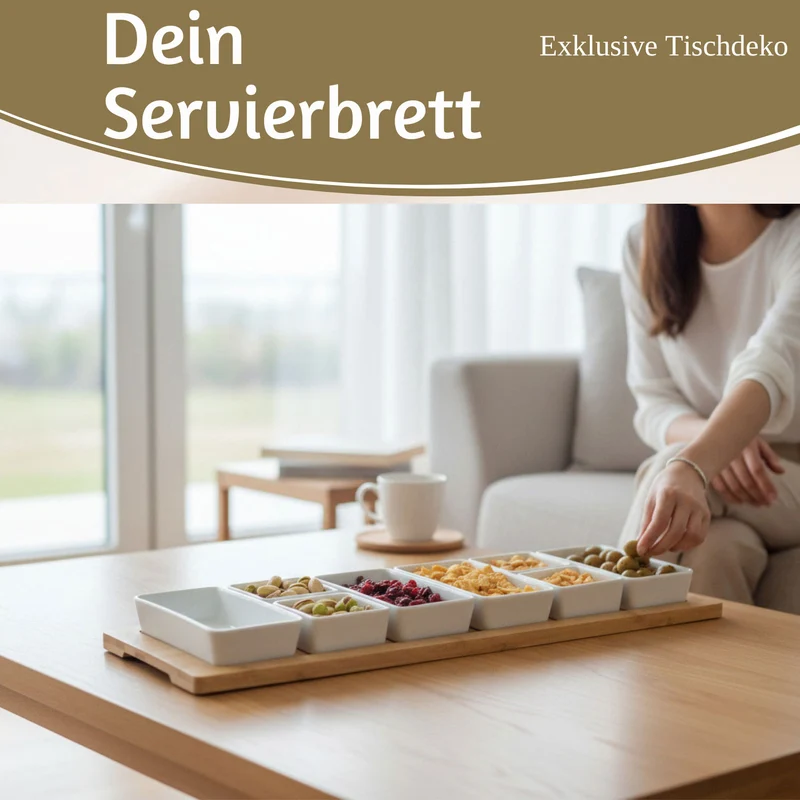 XL Tapas Snacktablett Snackteller 9-fach Set 58cm Eckig Serviertablett Snackschalen