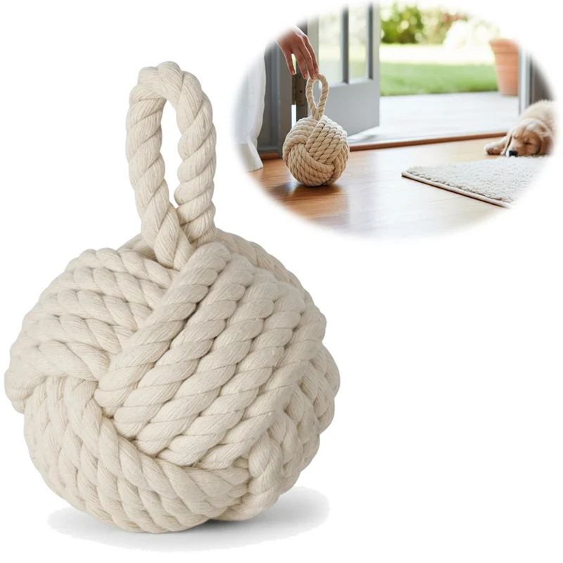 Boden Türstopper Malmö 23cm Creme Weiß 1,3kg Jute Knoten Tragegriff Türpuffer Türhalter Türsack