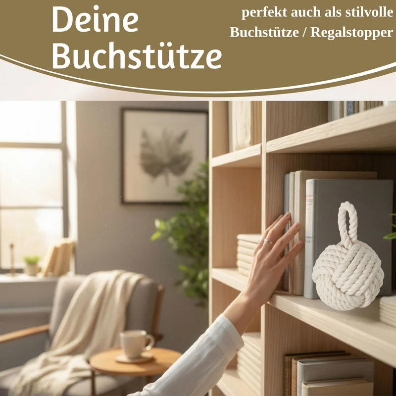 Boden Türstopper Malmö 23cm Creme Weiß 1,3kg Jute Knoten Tragegriff Türpuffer Türhalter Türsack