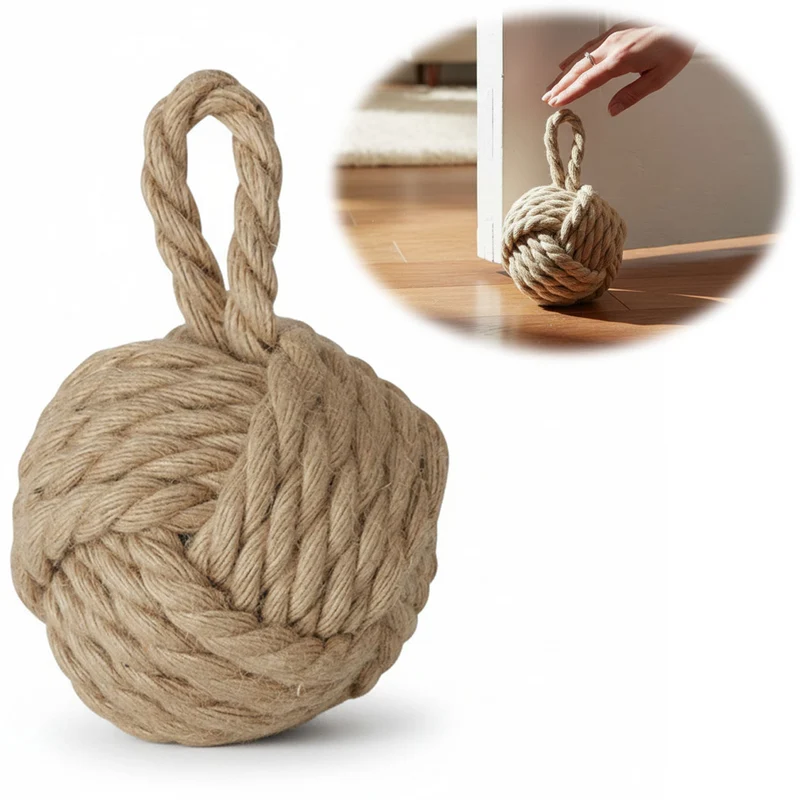 Boden Türstopper Malmö 23cm Beige Braun 1,3kg Jute Knoten Tragegriff Türpuffer Türhalter Türsack