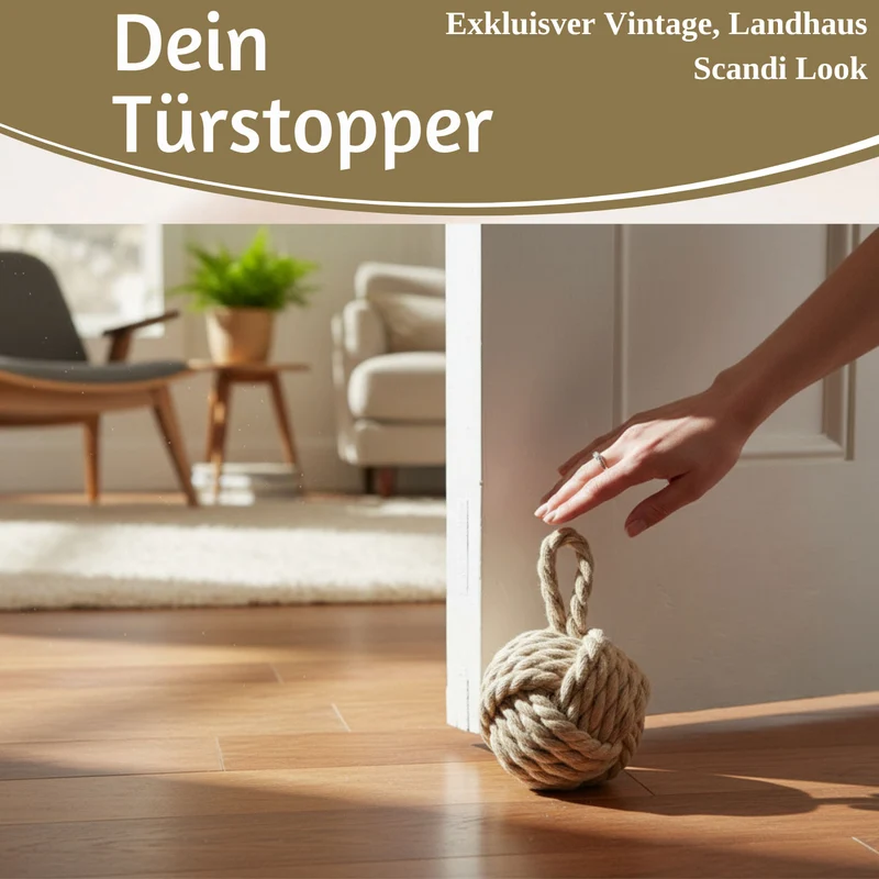 Boden Türstopper Malmö 23cm Beige Braun 1,3kg Jute Knoten Tragegriff Türpuffer Türhalter Türsack