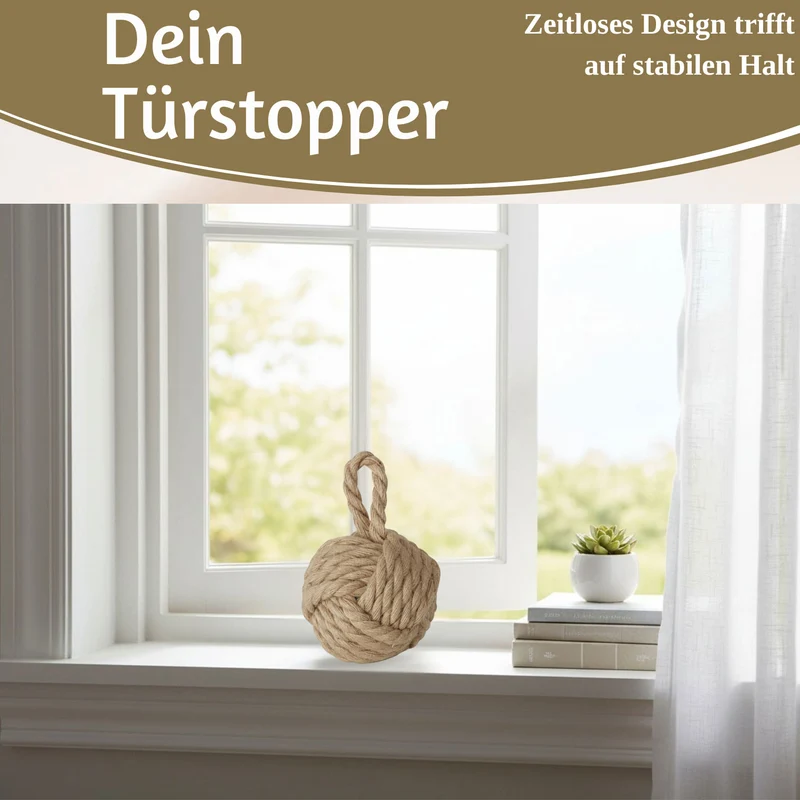 Boden Türstopper Malmö 23cm Beige Braun 1,3kg Jute Knoten Tragegriff Türpuffer Türhalter Türsack