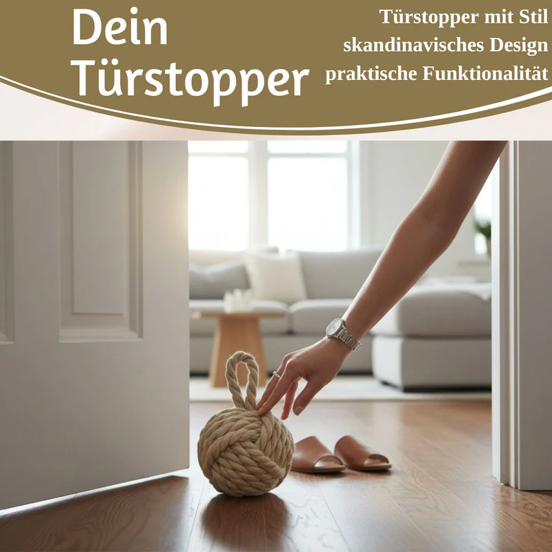 Boden Türstopper Malmö 23cm Beige Braun 1,3kg Jute Knoten Tragegriff Türpuffer Türhalter Türsack