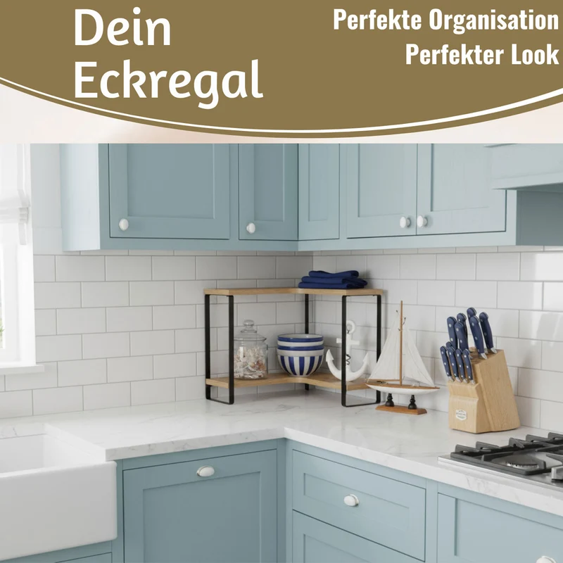 Küchenregal Eckregal Holz 30x30cm stehend 2 Ebenen Aufbewahrungsregal Gewürzregal