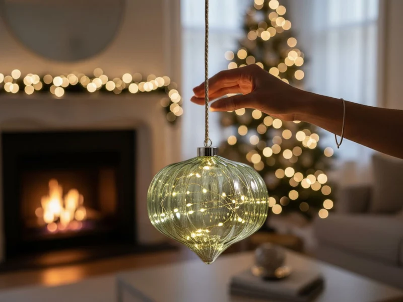 XL Deko Glas Lichtkugel 15 LED 20cm Zwiebel Grün Timer Batterie Band zum Anhängen