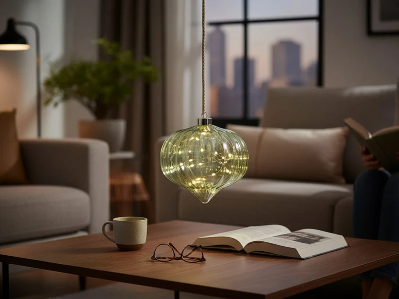 XL Deko Glas Lichtkugel 15 LED 20cm Zwiebel Grün Timer Batterie Band zum Anhängen