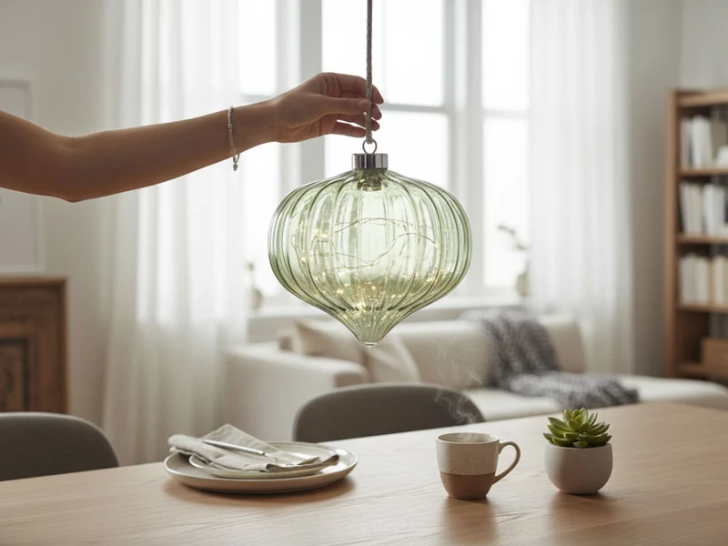 XL Deko Glas Lichtkugel 15 LED 20cm Zwiebel Grün Timer Batterie Band zum Anhängen