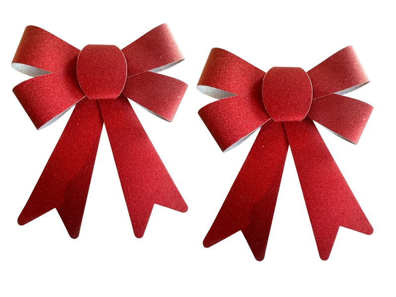 2x XL Weihnachtsschleife Set 17cm Rot - funkelnd Schleife für Weihnachts-Deko