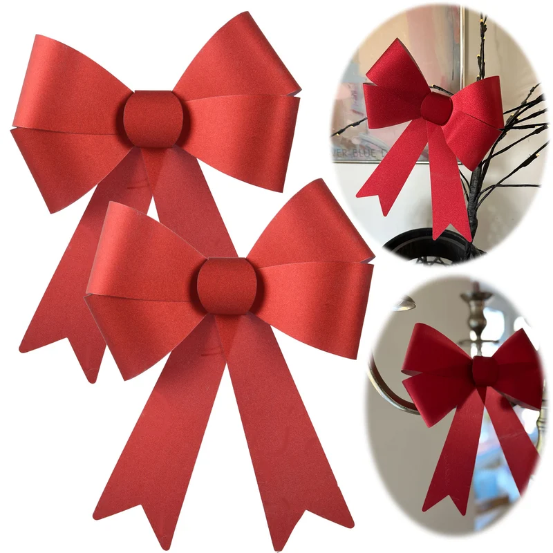2x XXL Weihnachtsschleife Set 29cm Rot - funkelnd Schleife für Weihnachts-Deko