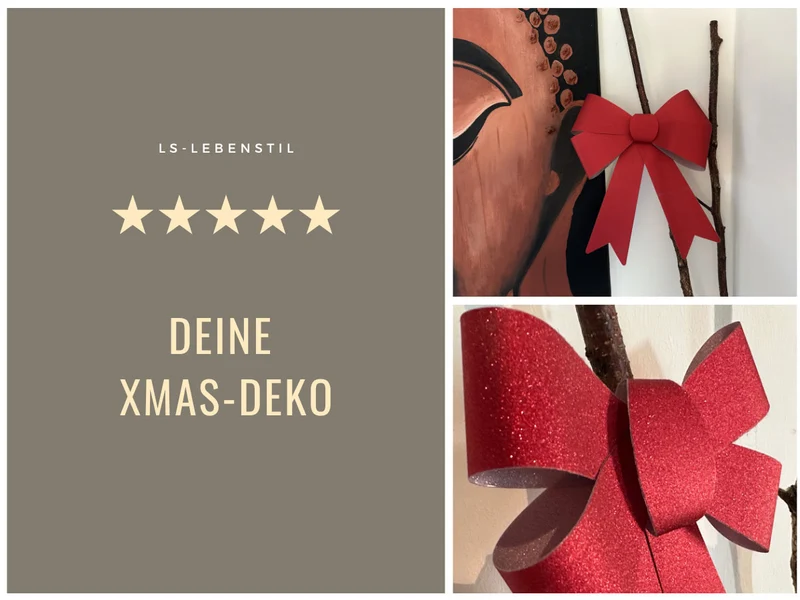 2x XXL Weihnachtsschleife Set 29cm Rot - funkelnd Schleife für Weihnachts-Deko