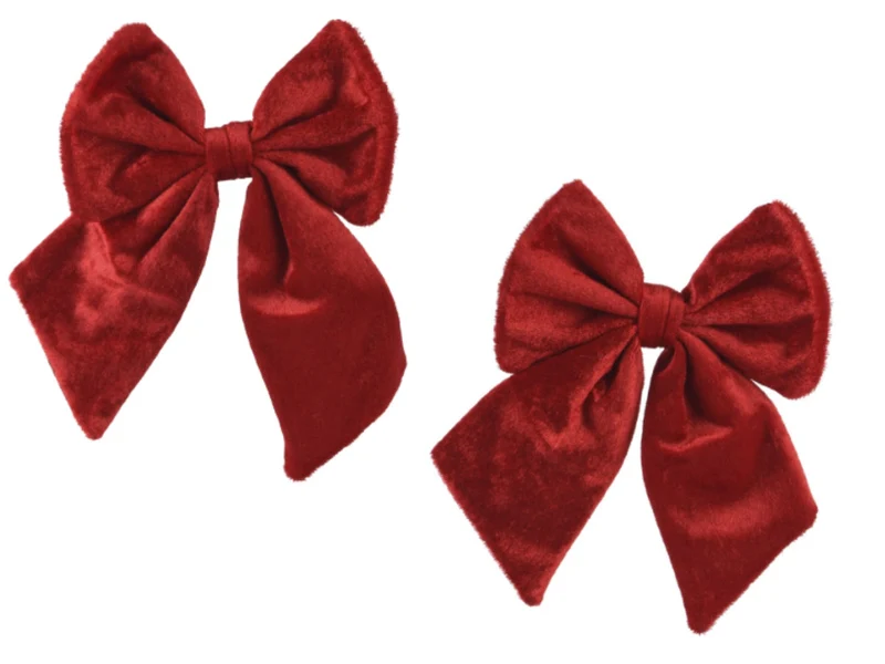 2x XL Weihnachtsschleife Set 17cm Samt Rot Schleife für Weihnachts-Deko