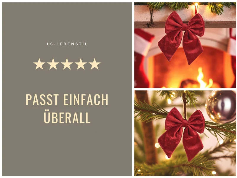 2x XL Weihnachtsschleife Set 17cm Samt Rot Schleife für Weihnachts-Deko