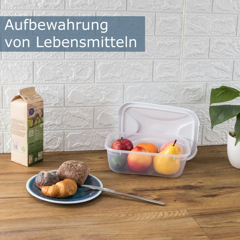Vorratsdose 2,7 Liter mit Deckel Frischhaltedose - Aufbewahrungsbox mit Deckel lebensmittelecht - transparent mit weißem Deckel - rechteckig