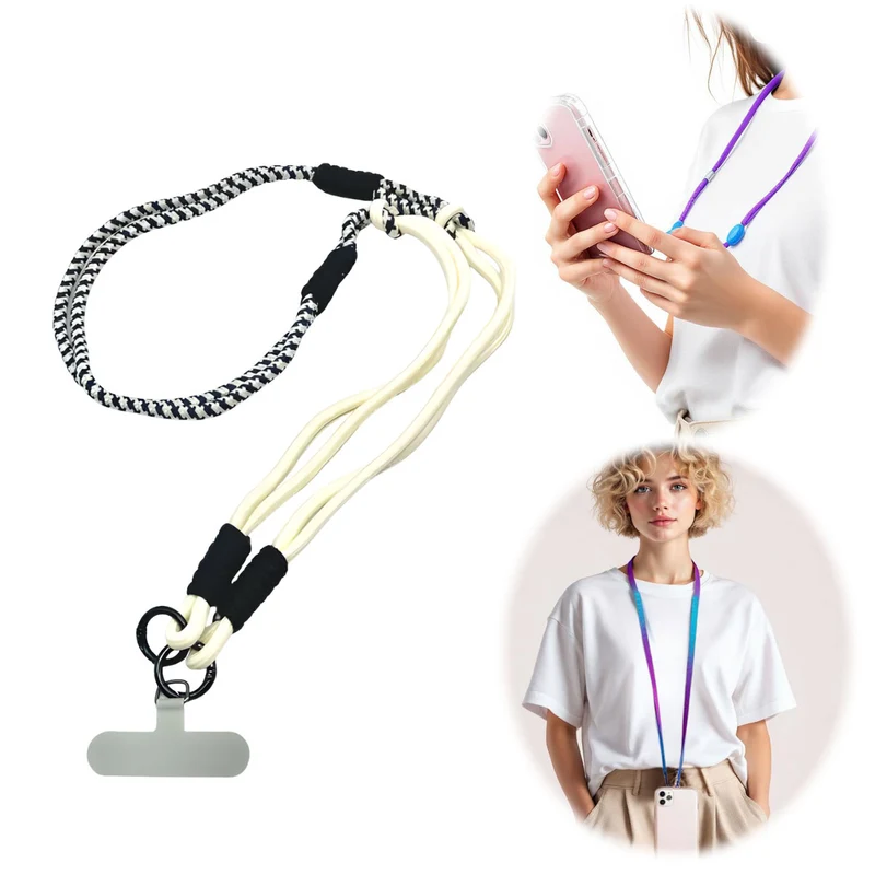 Crossbody Handykette Palma Schwarz Weiß mit Universalpad zum Umhängen von Smartphones
