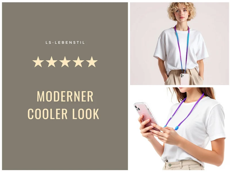 Crossbody Handykette Palma Schwarz Weiß mit Universalpad zum Umhängen von Smartphones