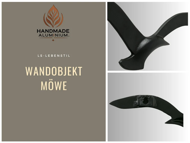 Wand-Objekt Möwe 35cm Aluminium Schwarz Vogel Deko-Objekt Deko-Figur