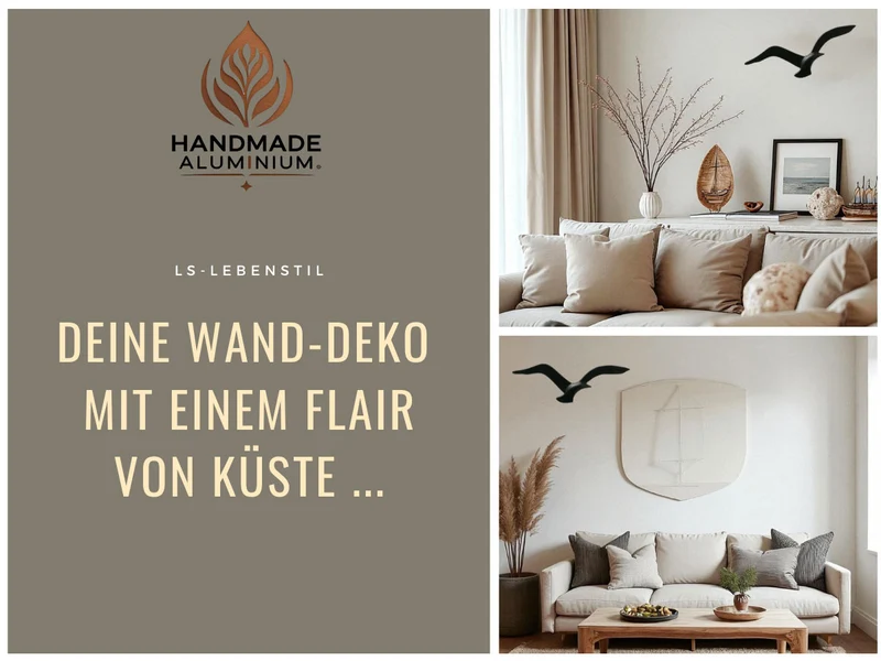 Wand-Objekt Möwe 35cm Aluminium Schwarz Vogel Deko-Objekt Deko-Figur