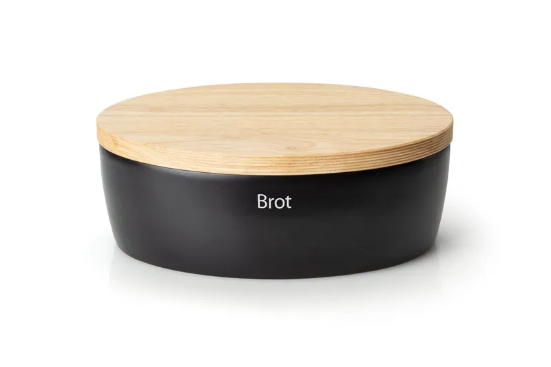 -Continenta- Brottopf oval Keramik mit Holzdeckel, 36x23x13,5cm