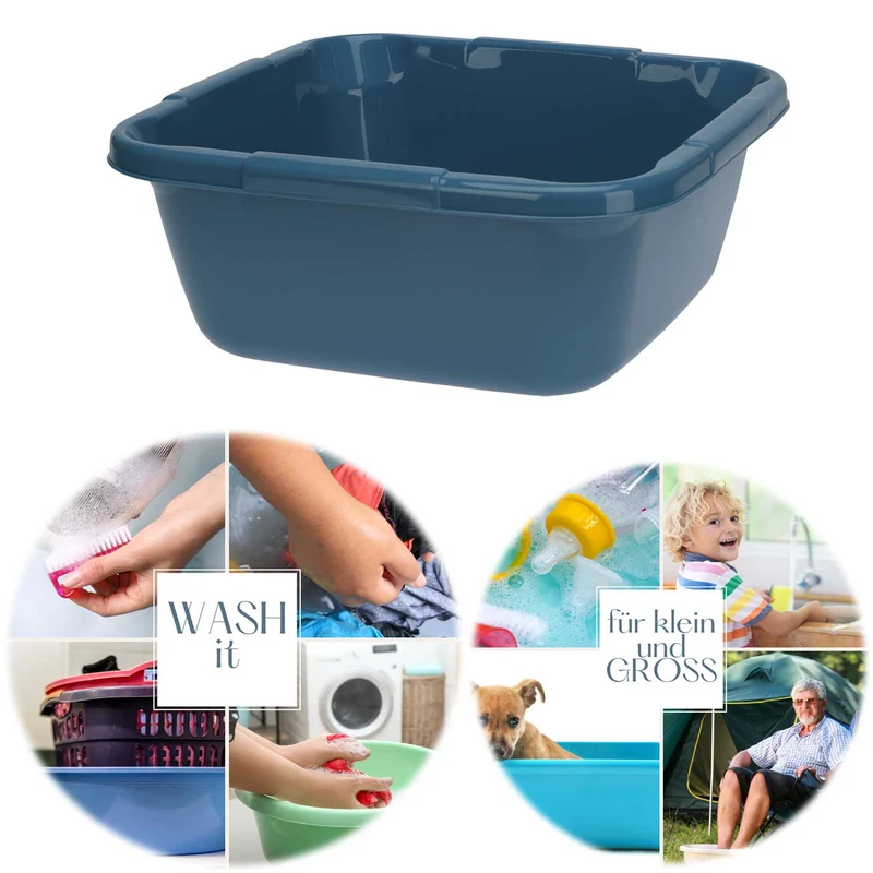 Kunststoff Waschschüssel 6L Blau 29cm Viereckschüssel Fußwanne Spülschüssel