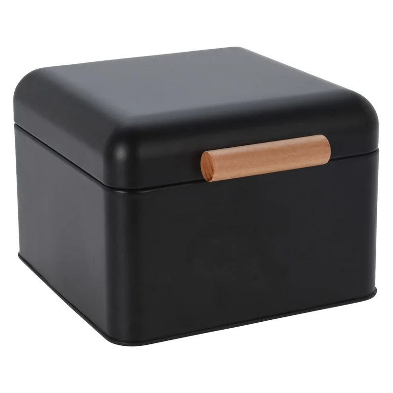 Vintage Brotkasten Schwarz Black 20cm Metall Retro Brotbox Aufbewahrungskorb