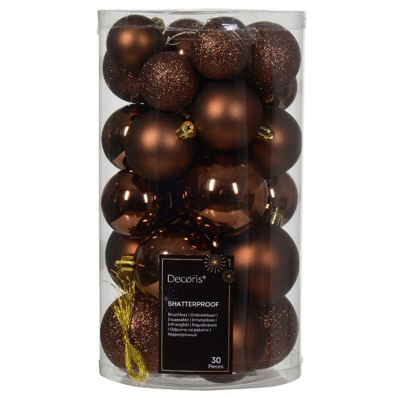 30 Kunststoff Weihnachtskugeln Braun Espresso 4cm-6cm Baumkugel Dekokugel