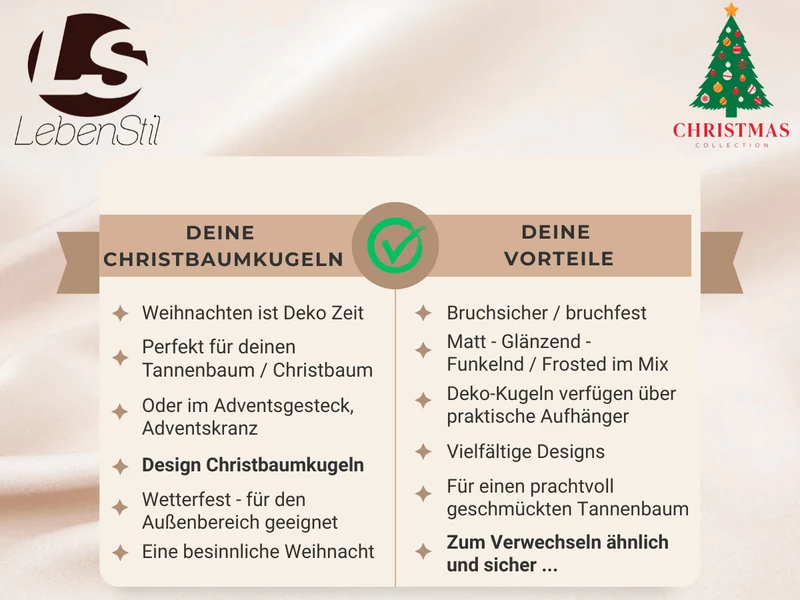 30 Kunststoff Weihnachtskugeln Braun Espresso 4cm-6cm Baumkugel Dekokugel