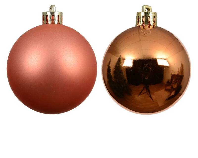 12 Design Weihnachtskugeln 6cm Orange Set Kunststoff Weihnachtsbaum-Deko