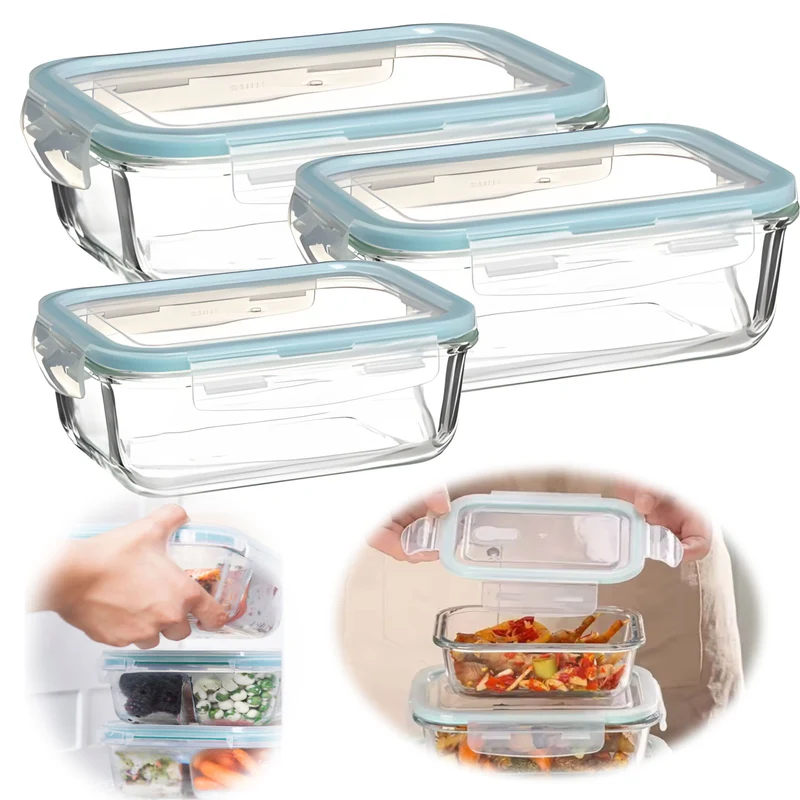 Glas Frischhaltedose Cook & Lock 3´er Set mit Deckel Lebensmittel Mikrowelle Gefrierbox