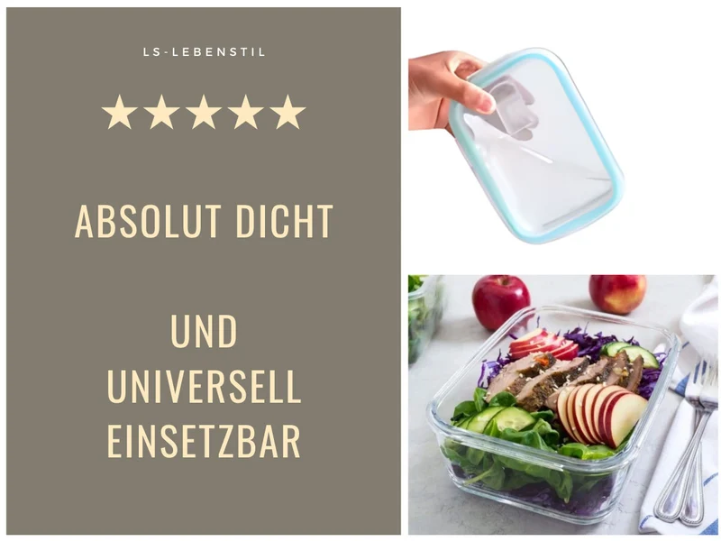 Glas Frischhaltedose Cook & Lock 1480ml mit Deckel Lebensmittel Mikrowelle Gefrierbox
