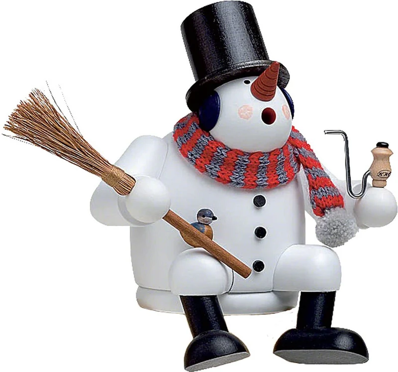 KWO - Räuchermann Kantenhocker Schneemann, Holzkunst, Höhe 17cm