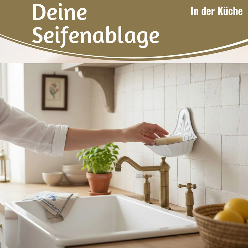 IB Laursen Seifenschale Emaille Gelb 16cm Wandmontage Seifenhalter Seifenablage
