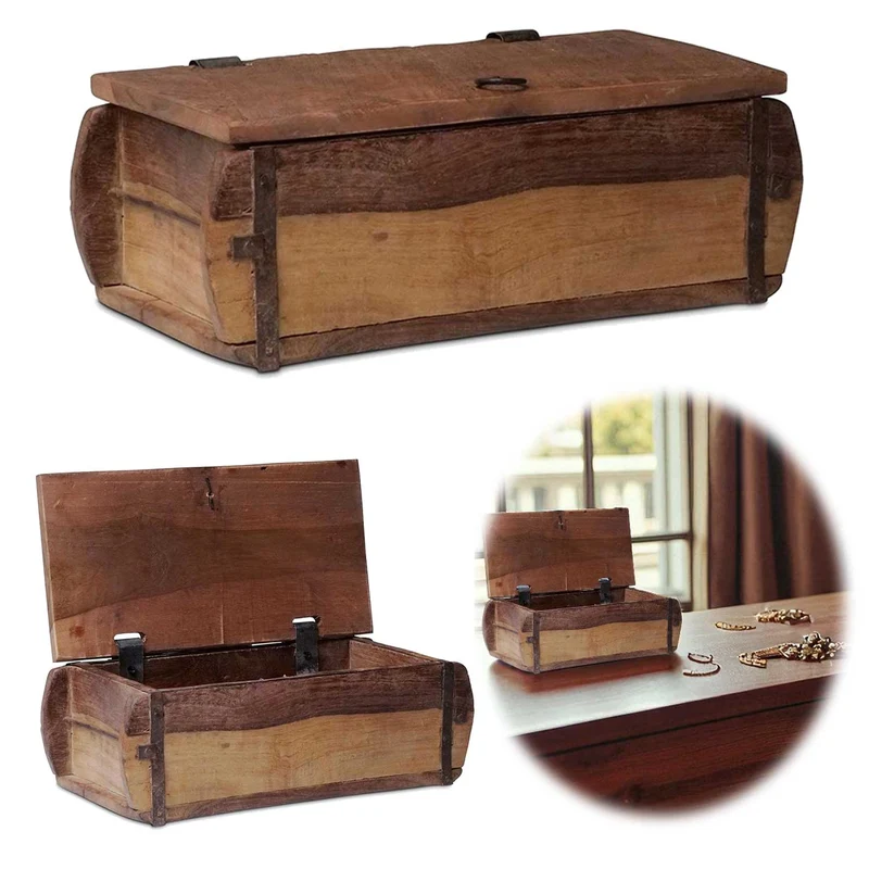 Original Holz Ziegelform 31x15cm Recycelt Holzkiste mit Deckel Aufbewahrungsbox