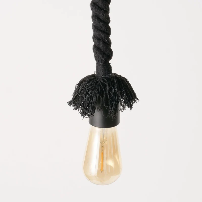 Tischlampe Hängelampe Tau Sisal 300cm Schwarz Seil Lampe Pendelleuchte