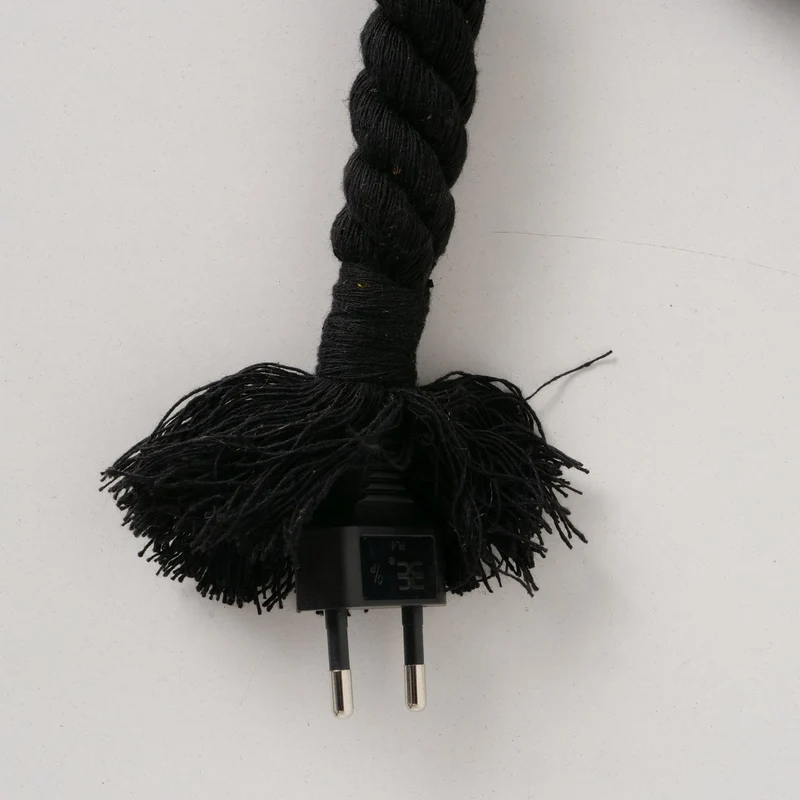 Tischlampe Hängelampe Tau Sisal 300cm Schwarz Seil Lampe Pendelleuchte