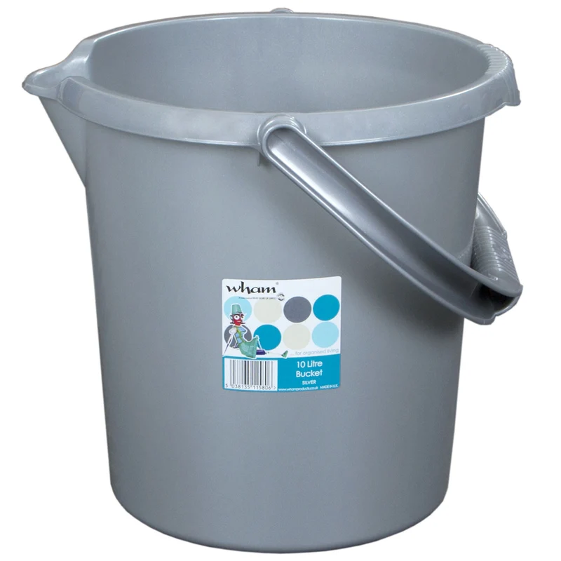 2x Eimer je 5 und 10 Liter mit Henkel Grau - Putzeimer Abfalleimer Papierkorb | Mülltonne Kosmetikeimer Windeleimer Wischeimer Wassereimer 5 / 10 L Aufbewahrung - Kunststoff - Haushalt Reinigung Zubehör