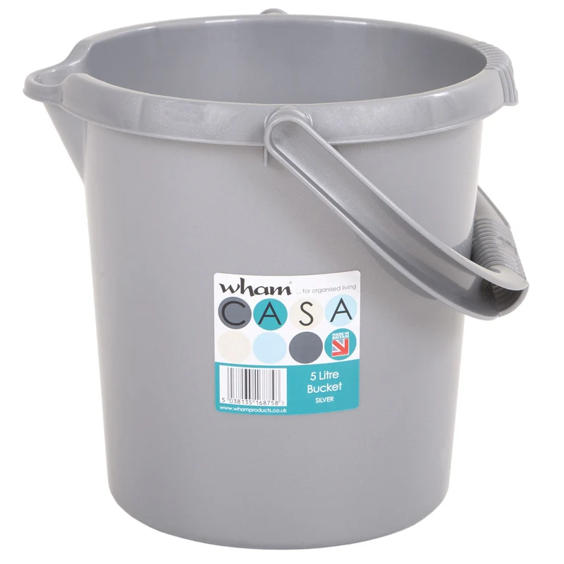 2x Eimer je 5 und 10 Liter mit Henkel Grau - Putzeimer Abfalleimer Papierkorb | Mülltonne Kosmetikeimer Windeleimer Wischeimer Wassereimer 5 / 10 L Aufbewahrung - Kunststoff - Haushalt Reinigung Zubehör