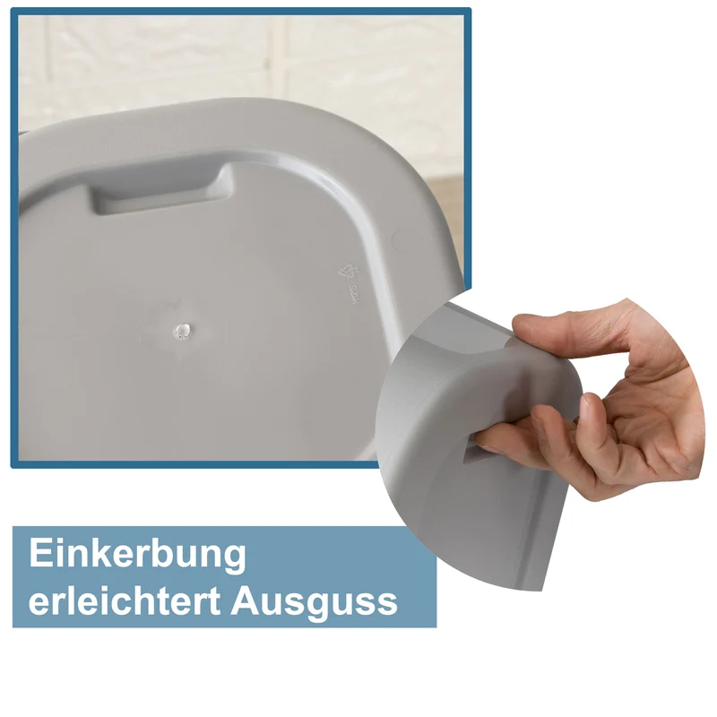 Eimer mit Ausguss und Henkel - 10 Liter - grau - eckig - Putzeimer Haushalt Küche Bad Camping Kunststoff Eimer Haushaltseimer Wassereimer