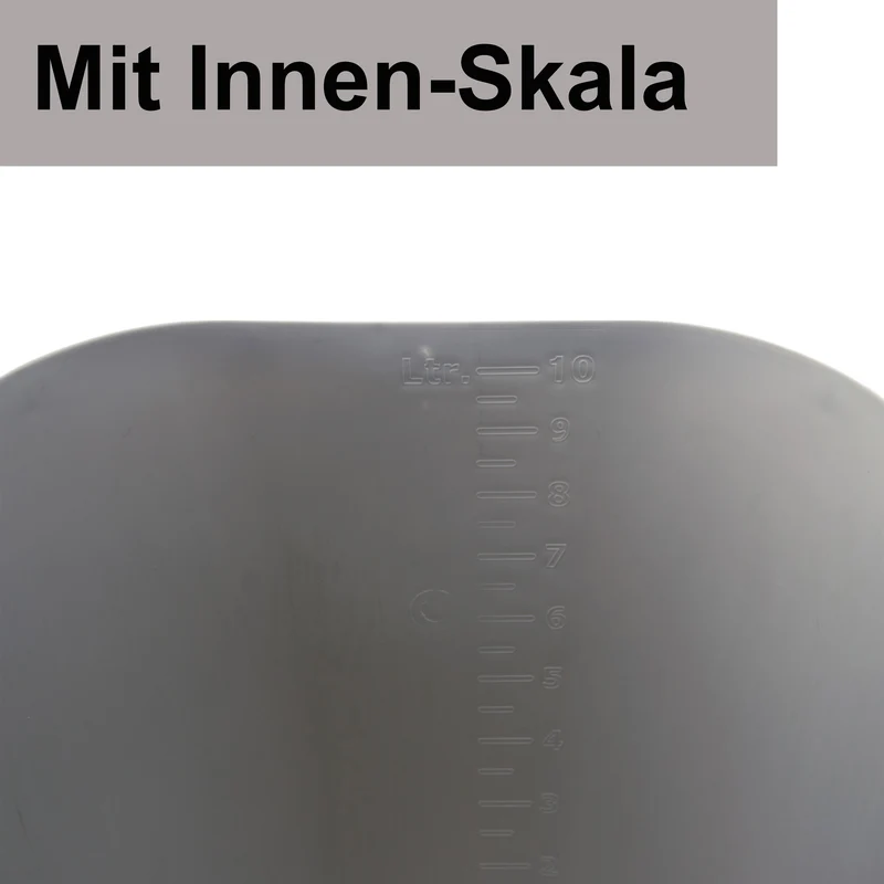Eimer mit Ausguss und Henkel - 10 Liter - grau - eckig - Putzeimer Haushalt Küche Bad Camping Kunststoff Eimer Haushaltseimer Wassereimer