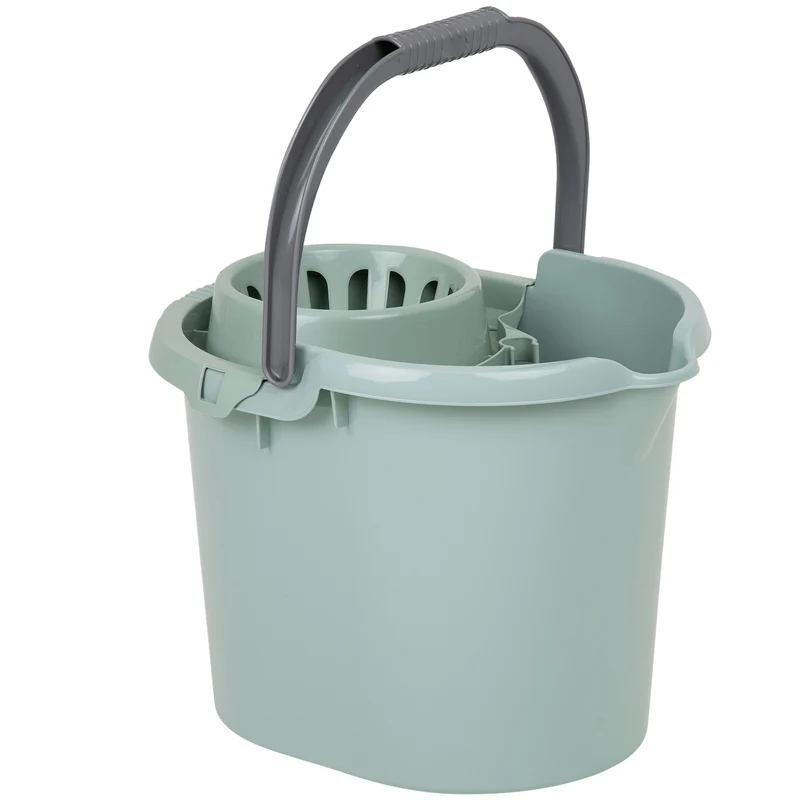 Wringeimer mit Siebaufsatz Ausguss und Henkel - 16 Liter - Rechteckig - Skala Putzeimer Wischeimer Wringeimer Eimer Haushaltseimer Wassereimer Wischmop-Eimer