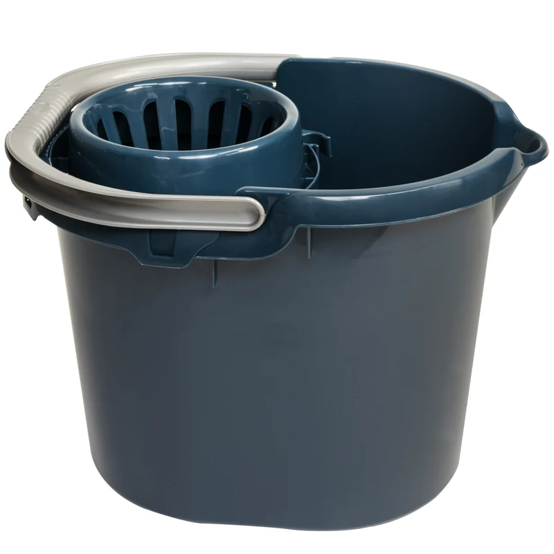 Wringeimer mit Siebaufsatz Ausguss und Henkel - 16 Liter - Rechteckig - Skala Putzeimer Wischeimer Wringeimer Eimer Haushaltseimer Wassereimer Wischmop-Eimer