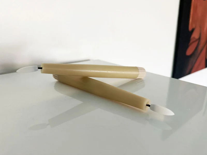 LED 3D Stabkerzen Ribe 4´er Set Vanille Gelb 17,5cm Timer Fernbedienung flackernde Kerze