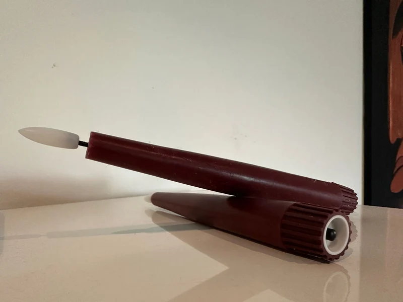 LED 3D Stabkerzen Ribe 4´er Set Beere Rot 26cm Timer Fernbedienung flackernde Kerze