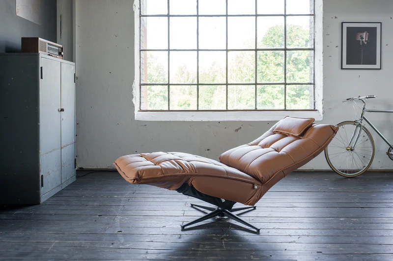 B-Ware KAWOLA Sessel MIKO Relaxsessel drehbar Leder braun