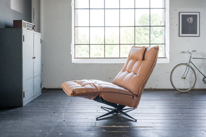 B-Ware KAWOLA Sessel MIKO Relaxsessel drehbar Leder braun