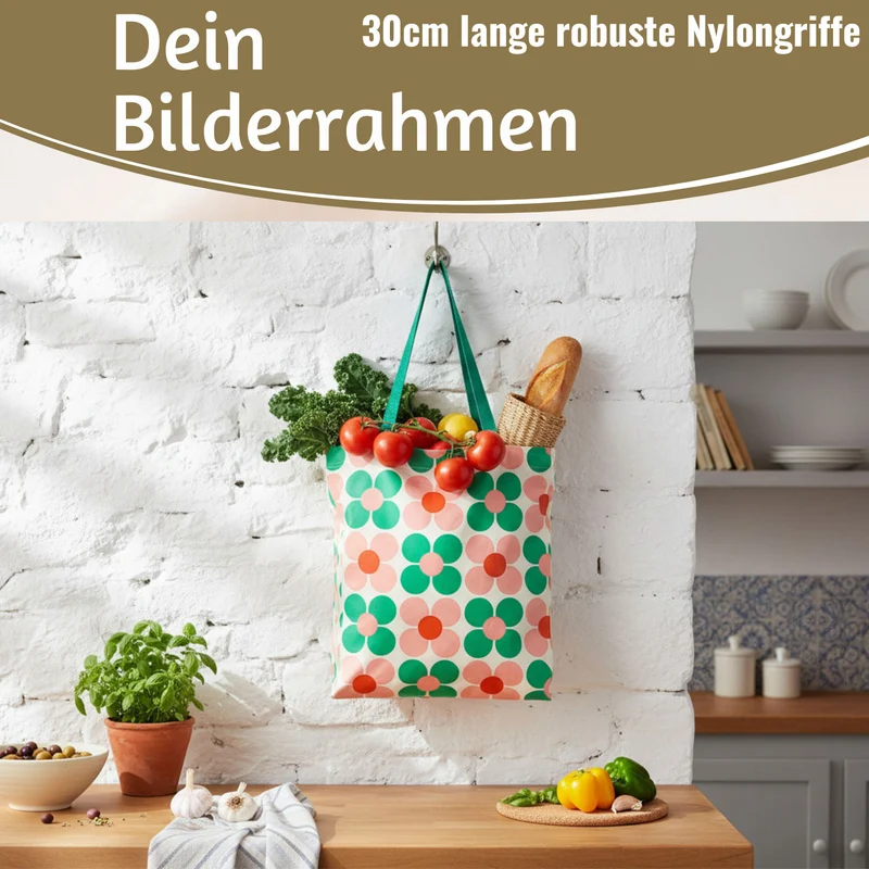 Retro Shopper Einkaufstasche Daisy Pink Grün faltbar Strandtasche Tragetasche