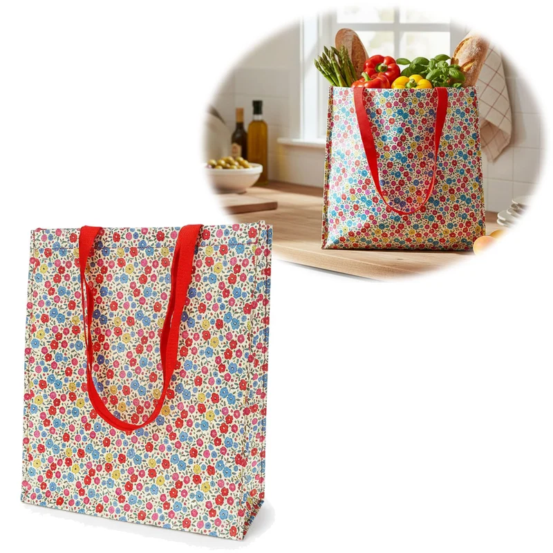 Retro Shopper Einkaufstasche Tilde Blumen faltbar Strandtasche Tragetasche