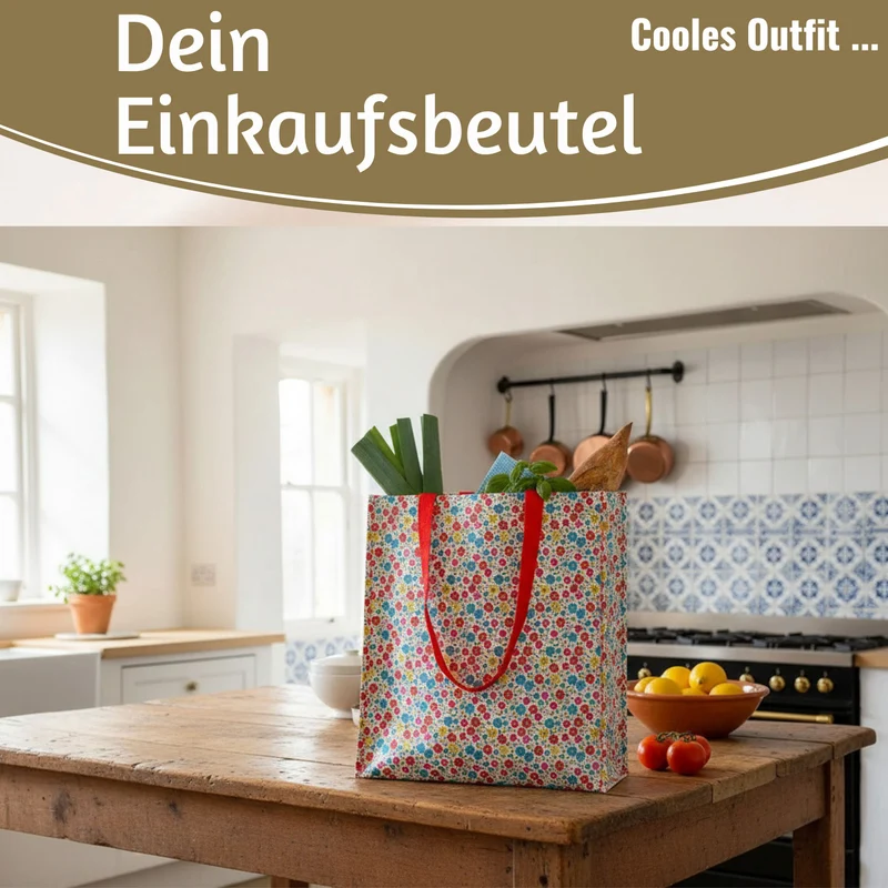 Retro Shopper Einkaufstasche Tilde Blumen faltbar Strandtasche Tragetasche