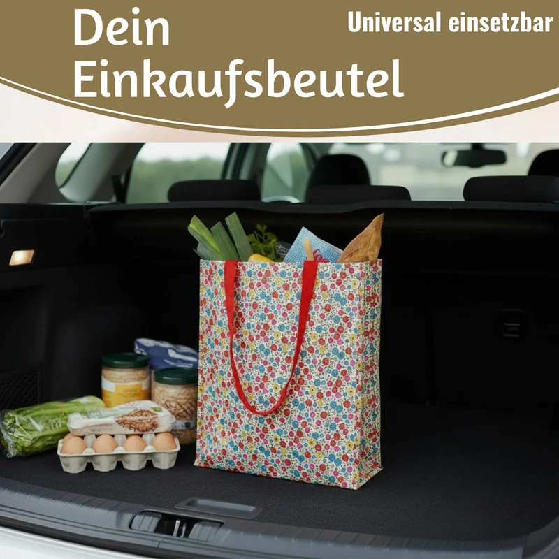 Retro Shopper Einkaufstasche Tilde Blumen faltbar Strandtasche Tragetasche