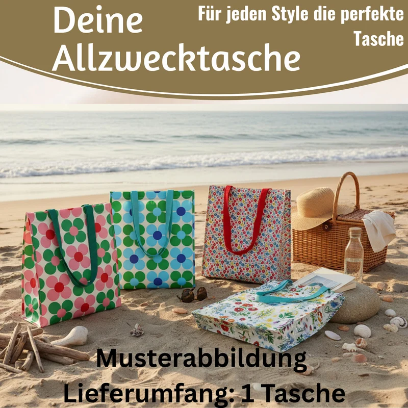 Retro Shopper Einkaufstasche Tilde Blumen faltbar Strandtasche Tragetasche
