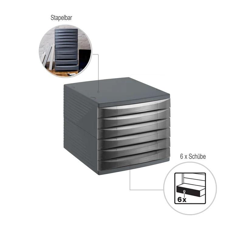 Bürobox 6 Schübe geschlossen QUADRA
